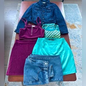 Size 4/Small Bundle with Jean Jacket, Skirt Set, Mini Skirt, Athletic Top, Jeans